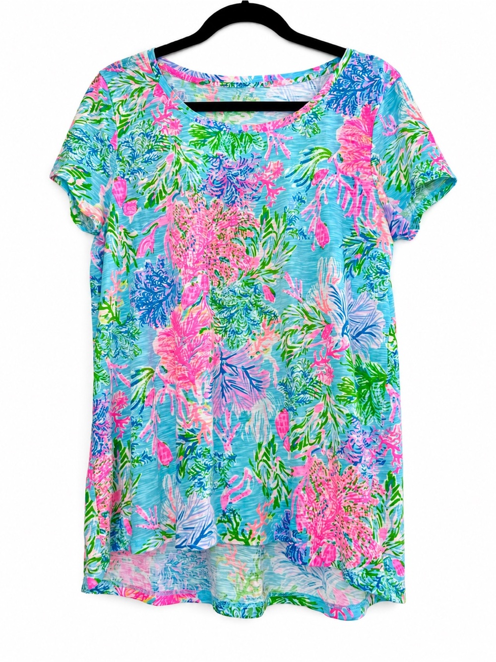 EUC Lilly Pulitzer Celestial Blue “Cay to my Heart” Etta Scoop Neck Top, Medium